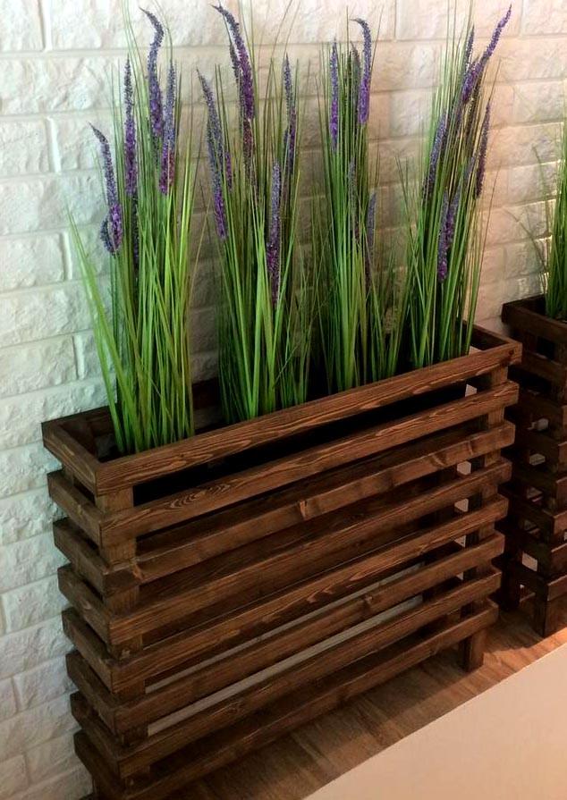 Кашпо на стійці з дерева Лахольм 75х18х55 см Капучіно (КШС-7518551209)