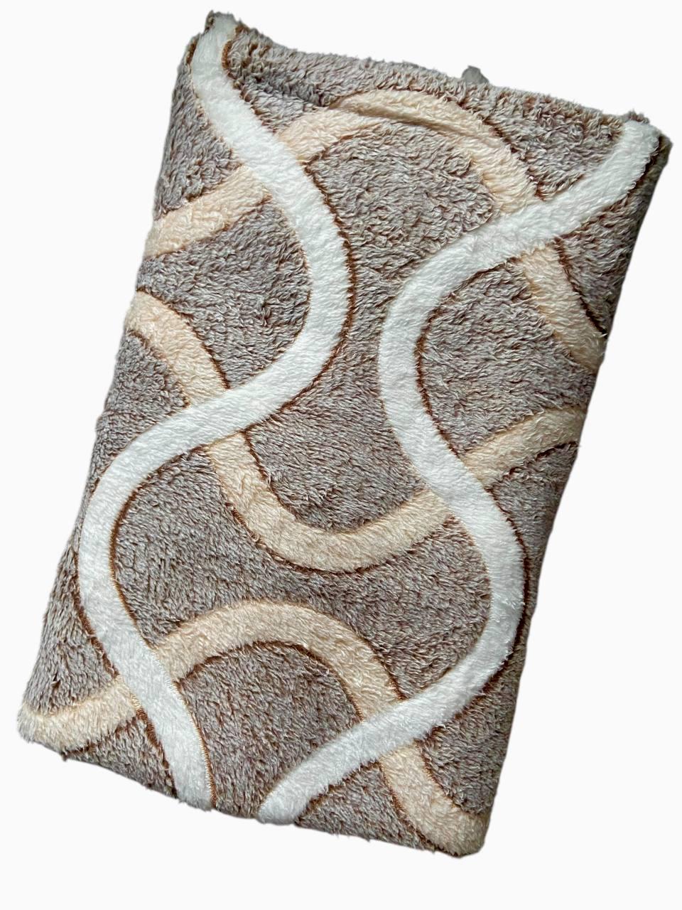 Плед микрофибровый Koloco флисовый двуспальный в полоску 180х200 см Коричневый