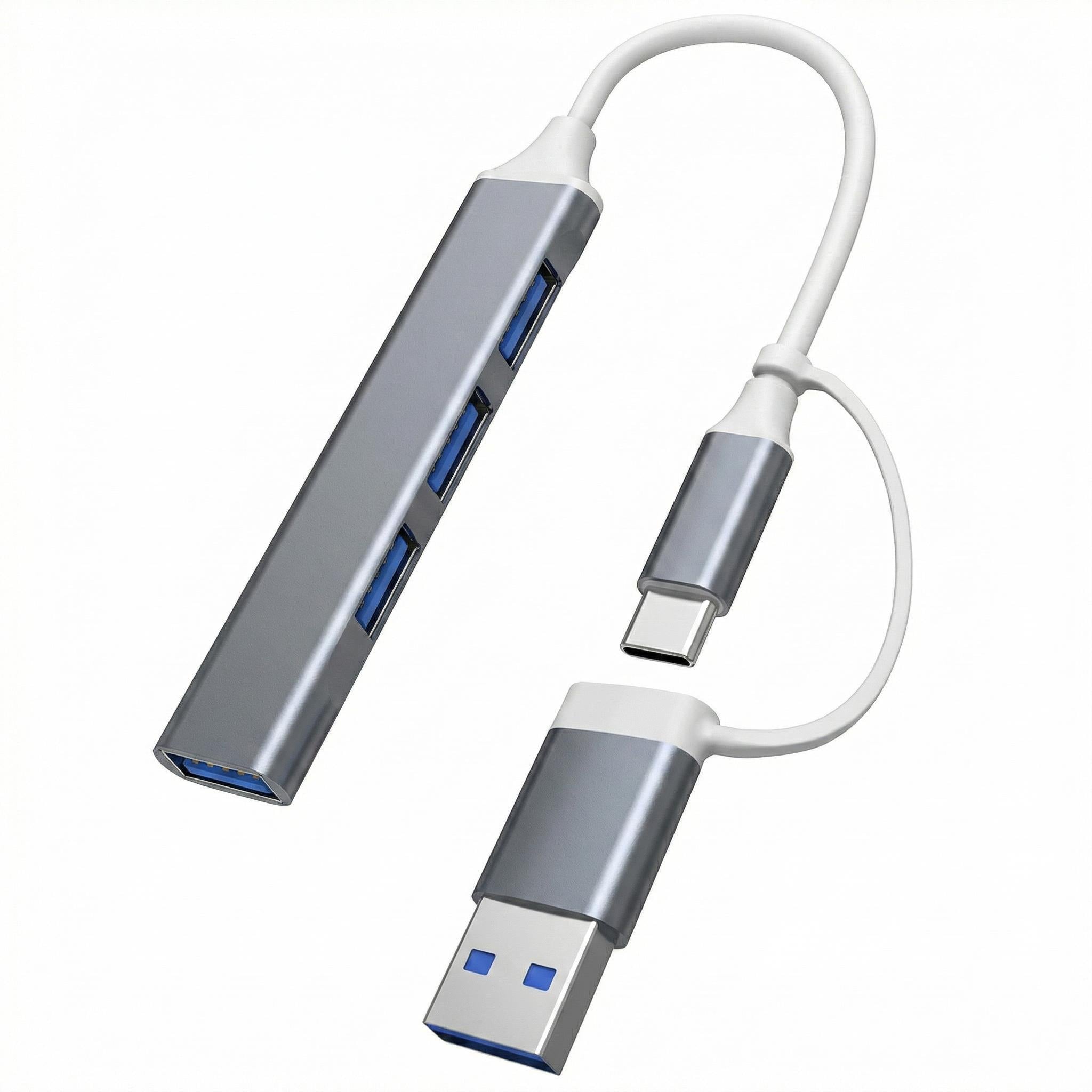 USB-хаб алюминиевый Everon 4 порта 1xUSB 3.0 + 3xUSB 2.0 с подключением Type-A и Type-C Графитовый (4USB-graphite)