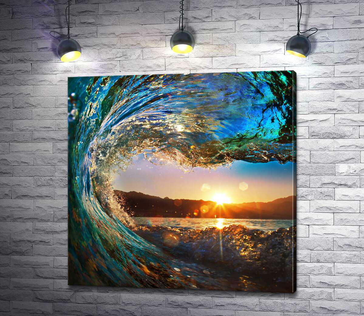 Картина ArtPoster Солнце блестит на гребные волны 130x130 см Модуль №1 (002644)