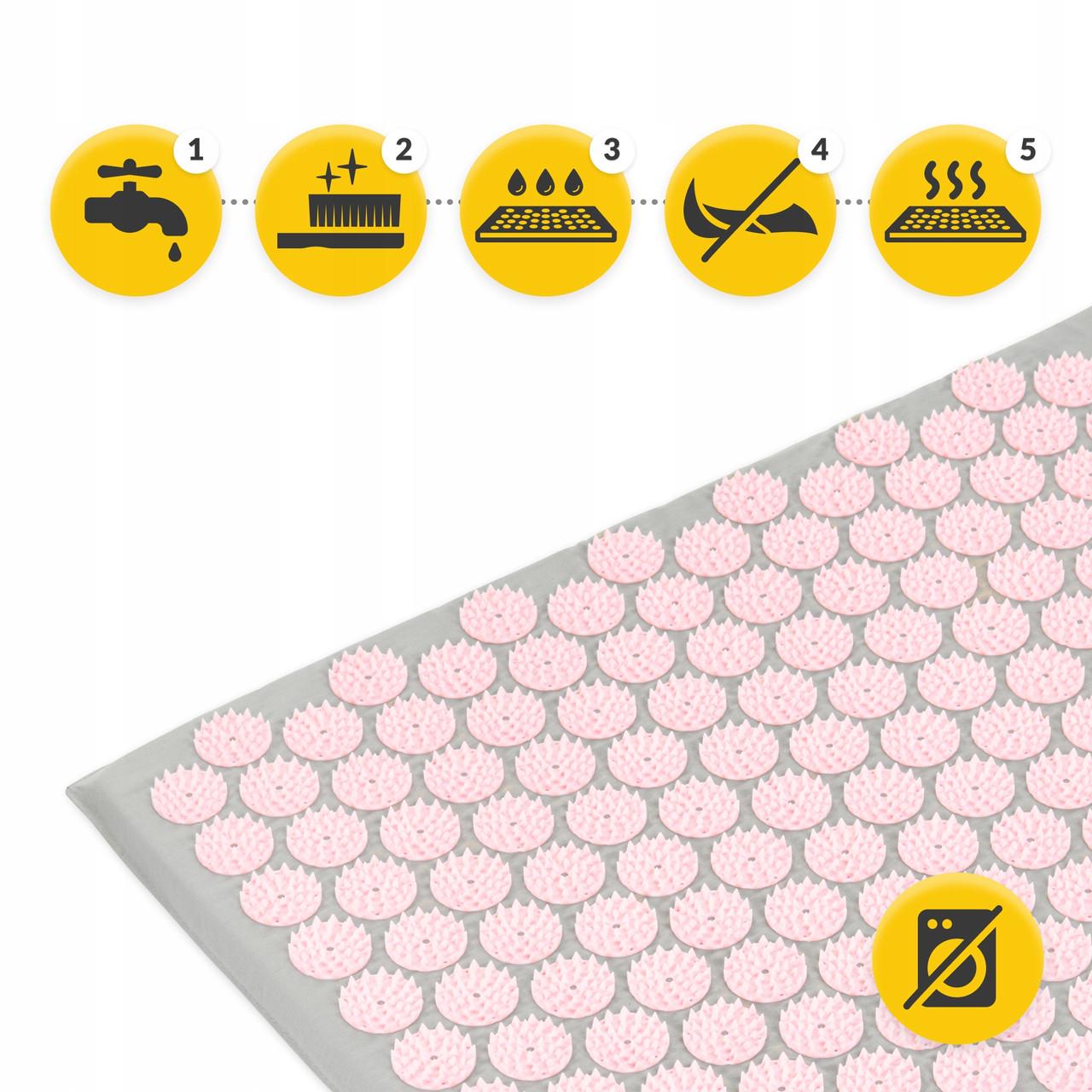 Килимок акупунктурний з подушкою 4fizjo Eco Mat XL Аплікатор Кузнєцова Grey/Pink (P-5907739313607) - фото 7