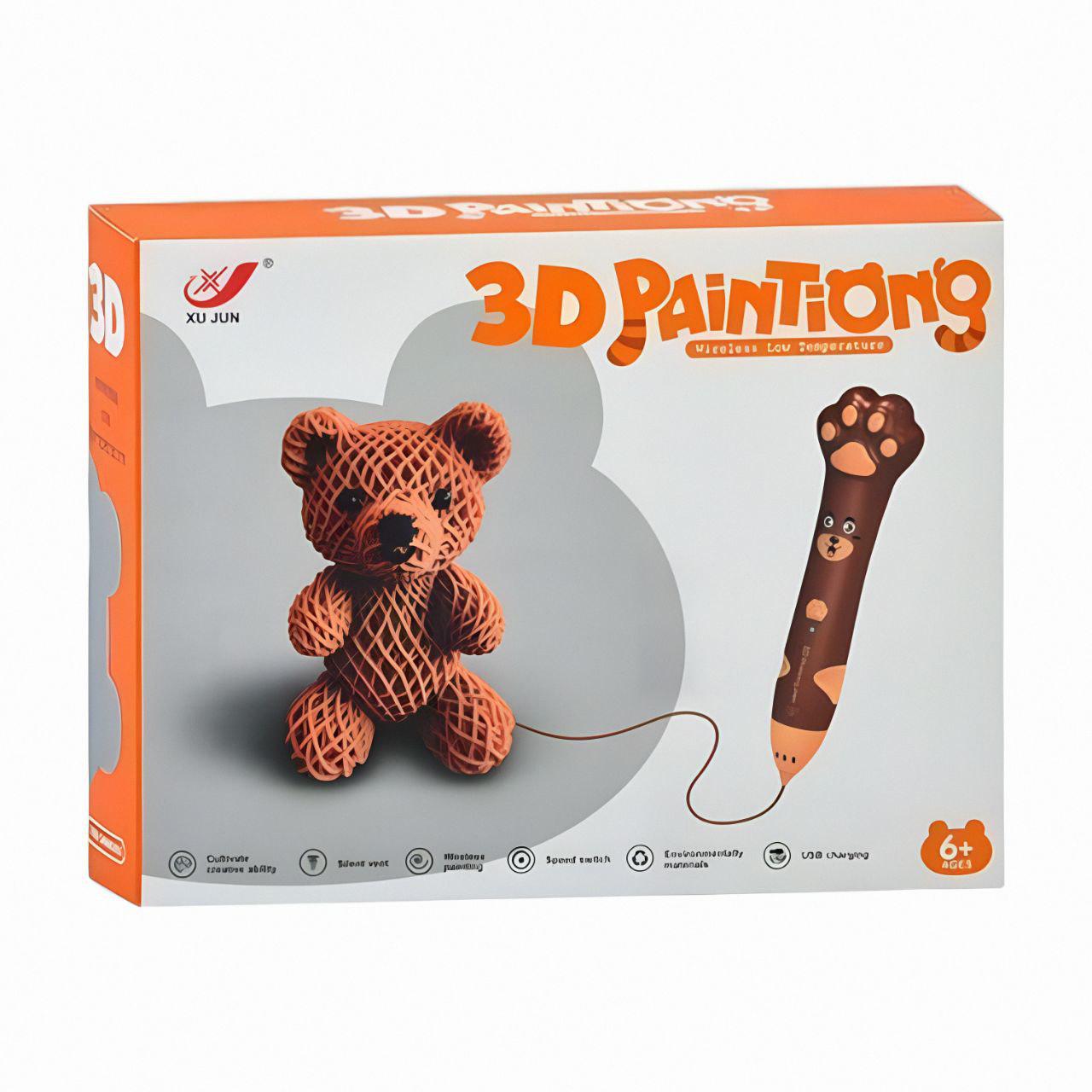 3D-ручка XJ01-4 у формі лапки з акумулятором/підставкою та філаментом PCL/с регулюванням швидкості Жовтий - фото 2