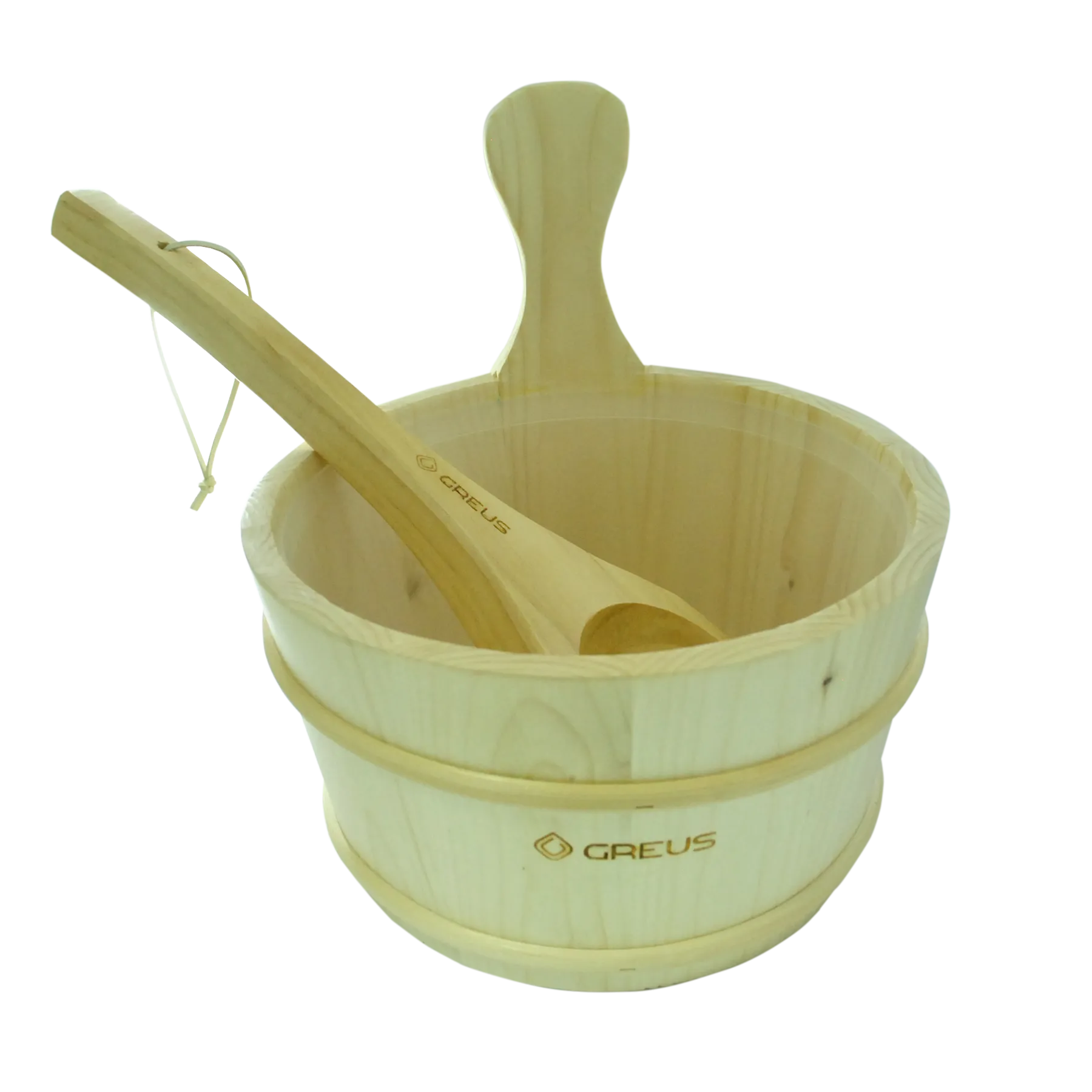 Набір для лазні і сауни GREUS шайка 4 л + черпак сосна з пластиковою вставкою (9207799)