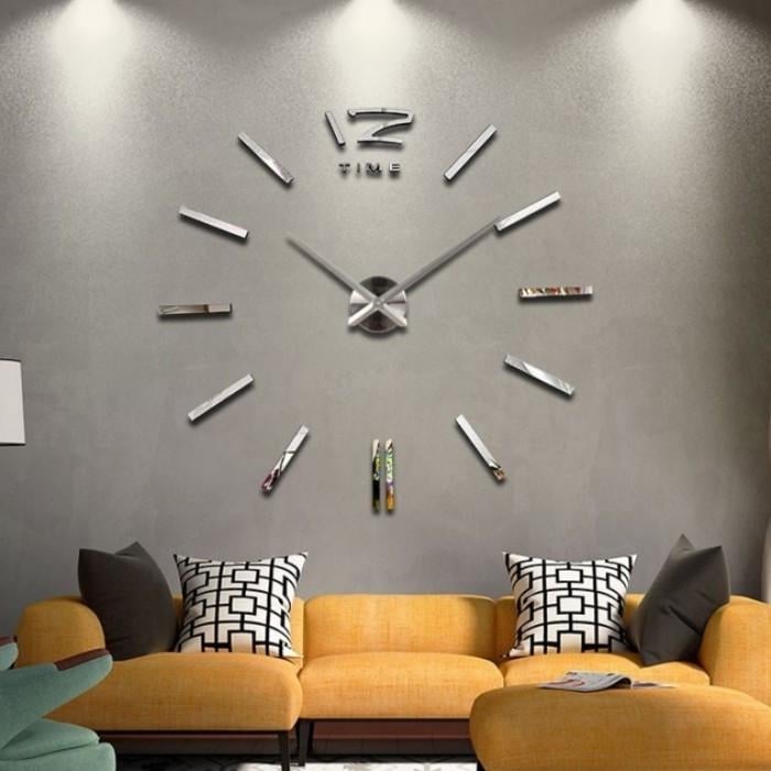 Часы настенные 3D DIY 60-120 см Серебро (ZH212-S)