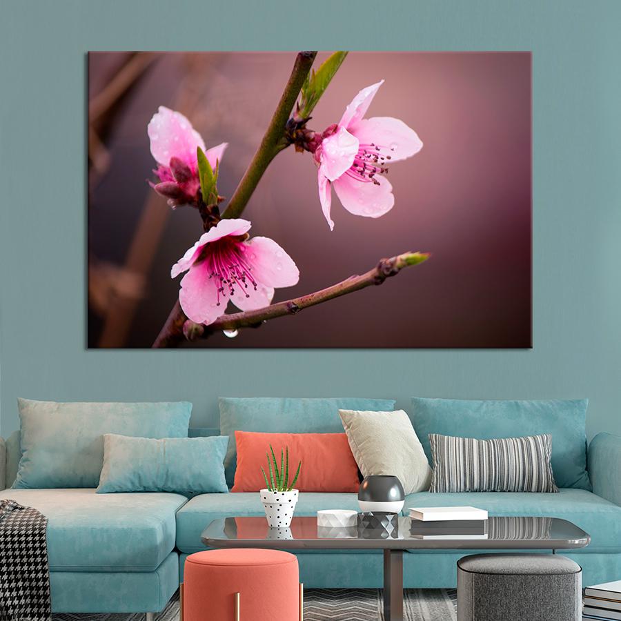 Картина цветы и растения Персик в цвету 51x34 см (A970-1)