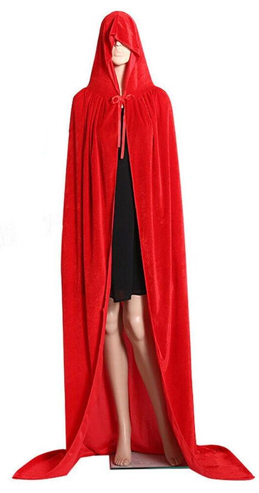 Длинный бархатный плащ NONE с капюшоном 170 см Красный