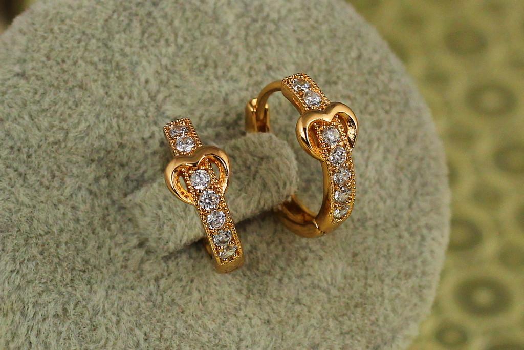 Серьги кольца Хuping Jewelry дорожка с сердцем 1,5 см Золотистый (2496431398)