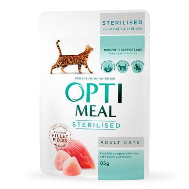 Вологий корм для стерилізованих котів Optimeal 85 г Індичка і курка