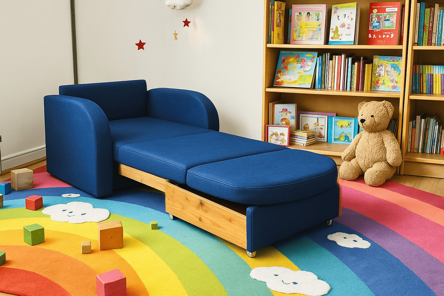 Диван-кресло мягкий раскладной Tobi Sho Дрим рогожка Bahama 1140х850х730 мм 30/Синий - фото 4