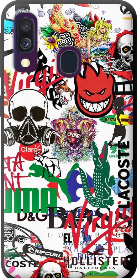 Чехол на Samsung Galaxy A40 2019 A405F Many different logos (4022b-1672-42517)