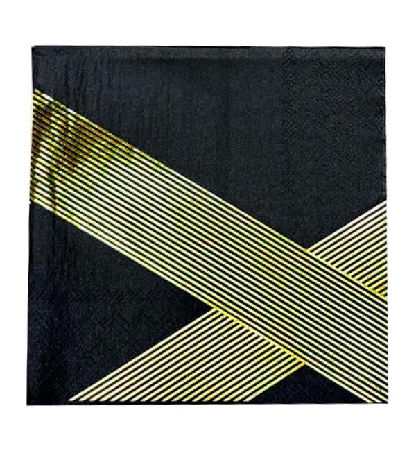 Салфетки праздничные Lines 20 шт. 33x33 см Черный (10713)