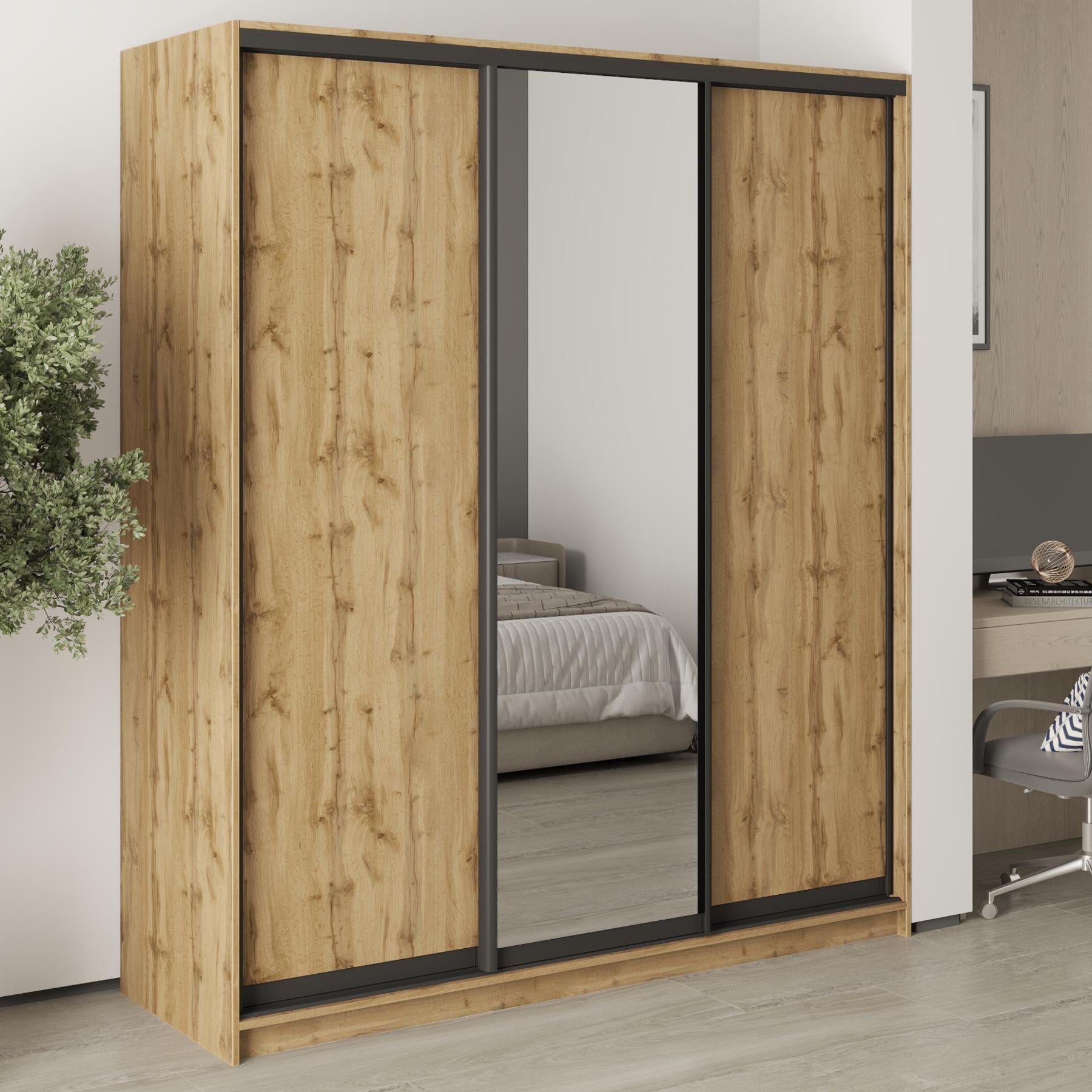 Шкаф-купе трехдверный MebelStar Стандарт BG 2 ДСП/зеркало 180x45x210 см Дуб тахо (MBS-8424)