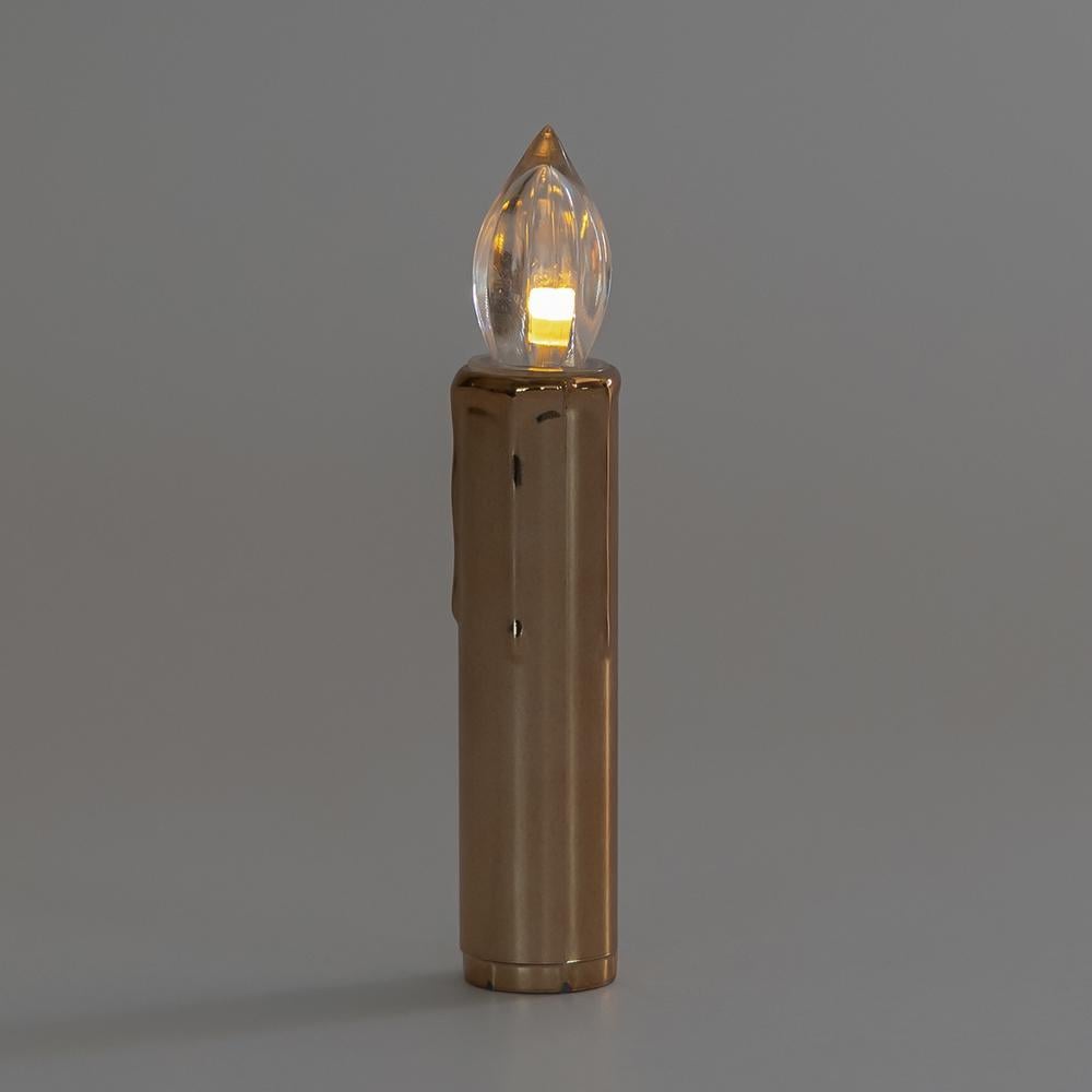 Набор свечей LED с клипсами на елку 10 см 10 шт. Золотой - фото 1