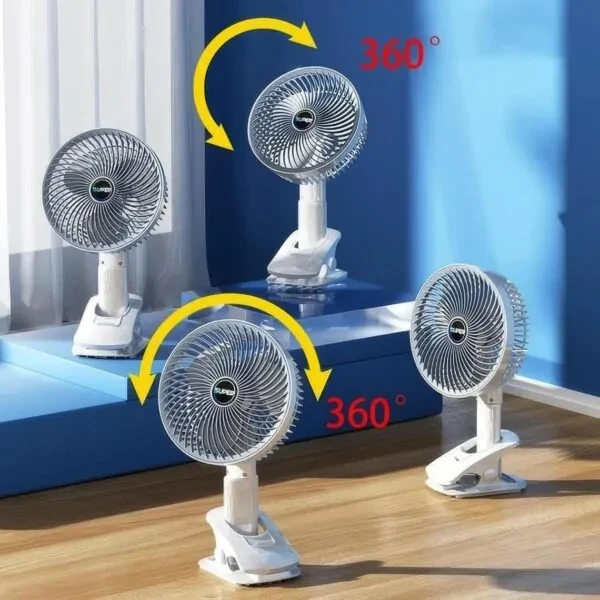 Вентилятор міні портативний Desktop Fan Multi-function акумуляторний з прищіпкою Білий (RD-2227) - фото 7