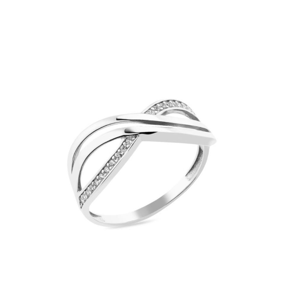 Каблучка з білими каменями нескінченність срібло 925 проби родоване р. 19.0 - фото 8 Каблучка з білими каменями нескінченність срібло 925 проби родоване р. 19.0 - фото 8