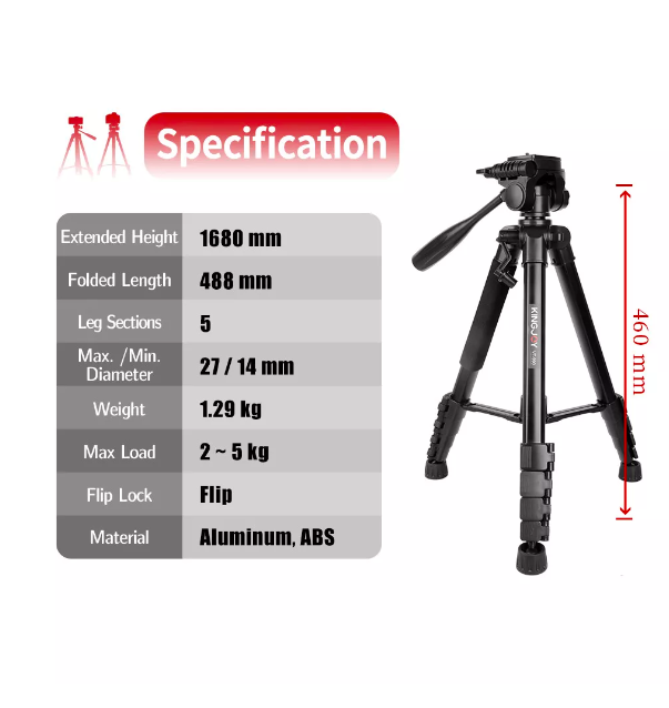 Штатив KingJoy VT-990S Tripod Stand Multifunctional 1,68 м - фото 3