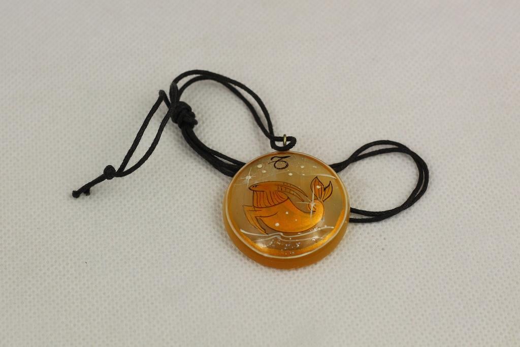 Кулон Зодіак Козеріг з селеніту на шнурку 3,5 см Сріблястий (32466884)