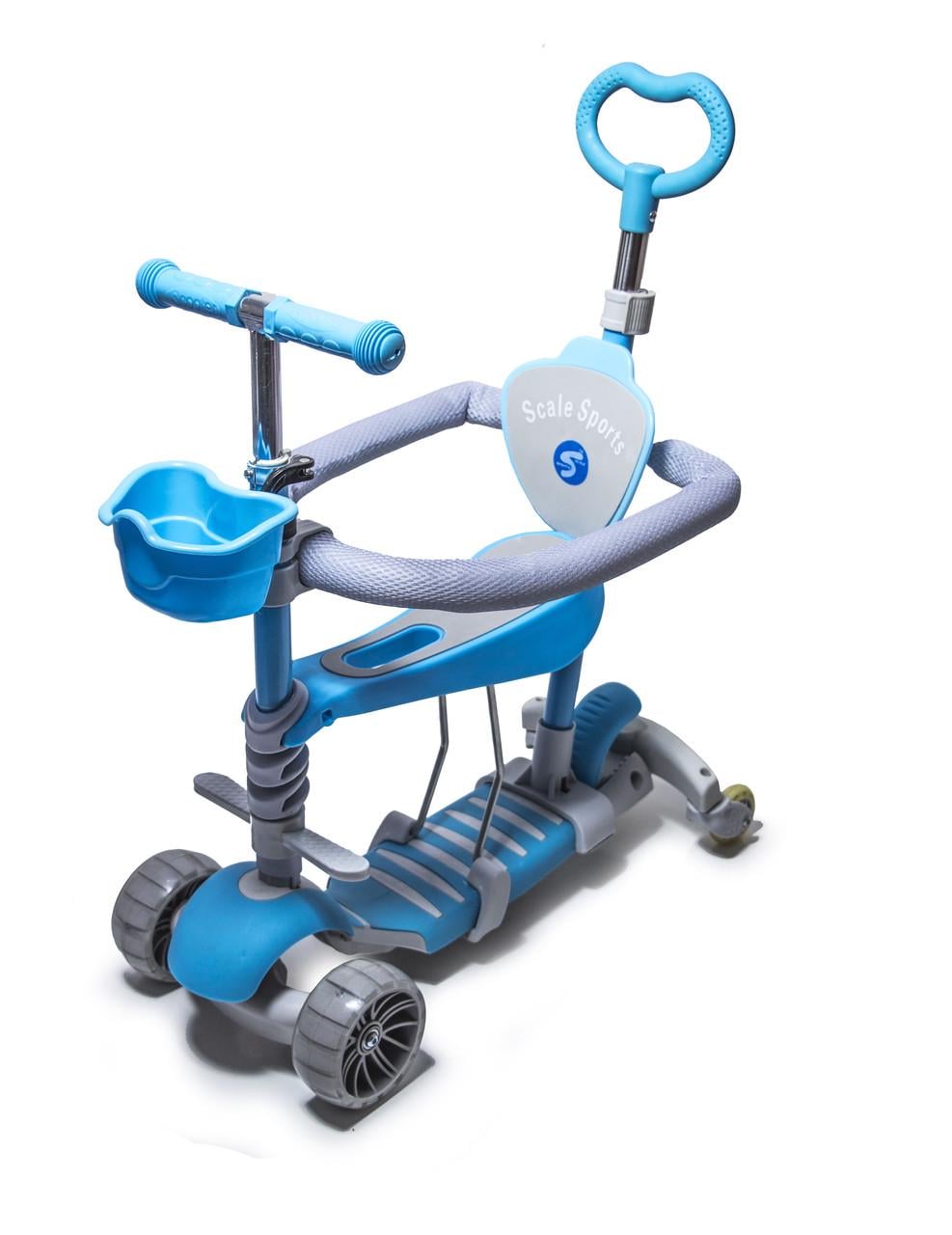 Самокат детский Smart 5в1 с родительской ручкой/сидением/бортиком и двойными колесами.