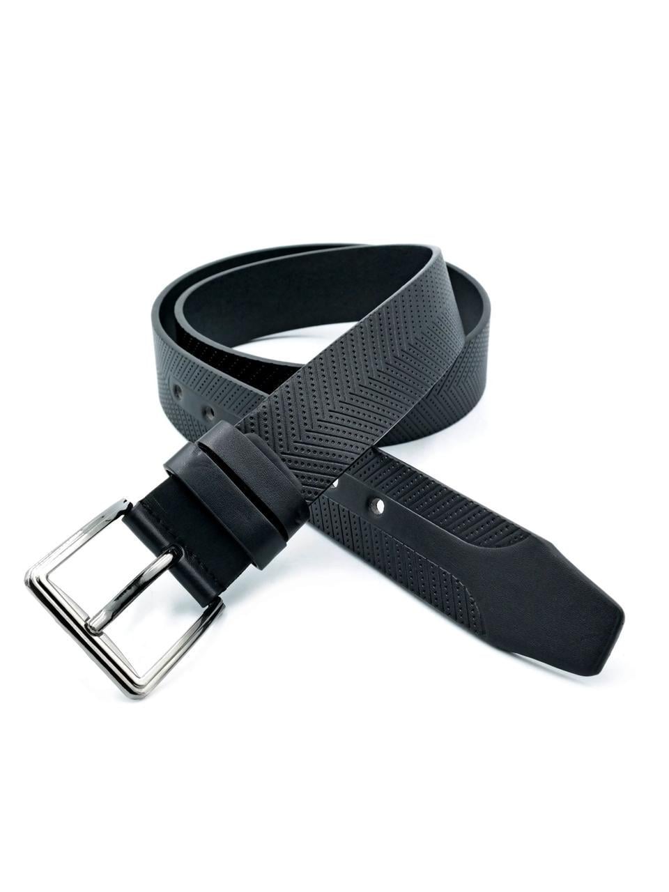Ремень мужской Weatro из экокожи 3,8х115 см Черный (nwkz-38mm-ua-014)