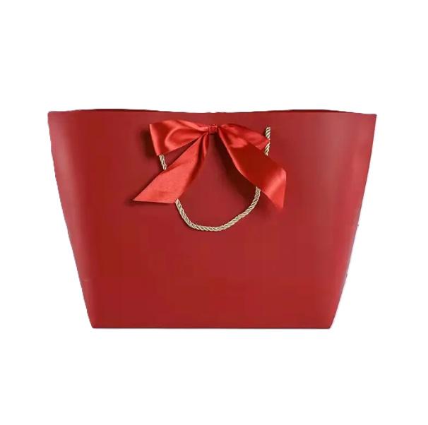 Подарочный пакет Stenson R33173-XL Chic bow 42х27х12 см Red