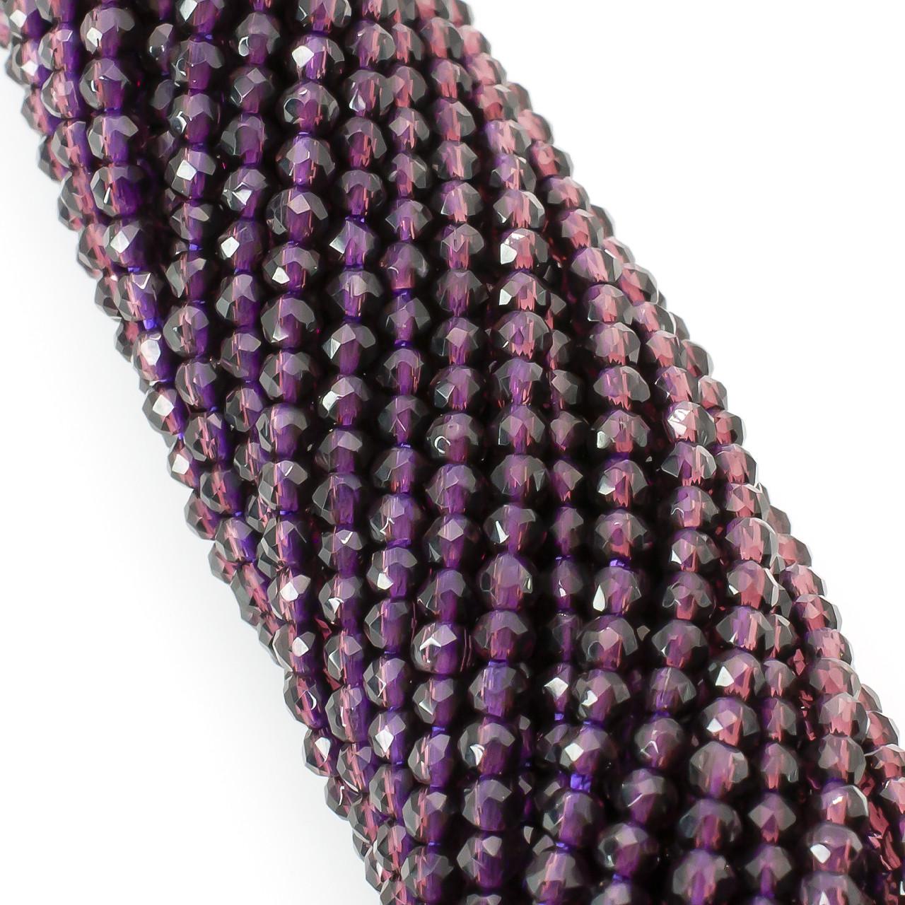 Бусины с круглой огранкой на нитке 37 см из шпинели 2 мм 200 шт. Фиолетовый (БШ2502к16)