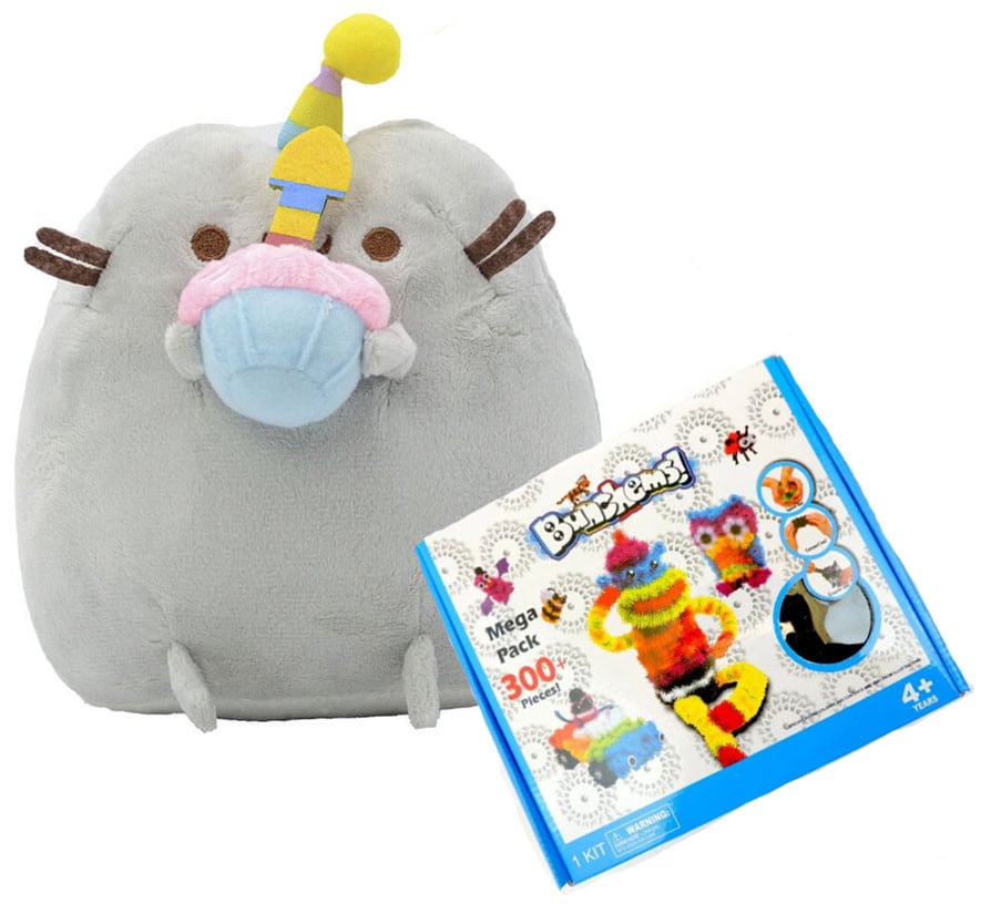 Игрушка котик с кексом в лапках Pusheen cat с конструктором Bunchems 300 деталей (n-1688)