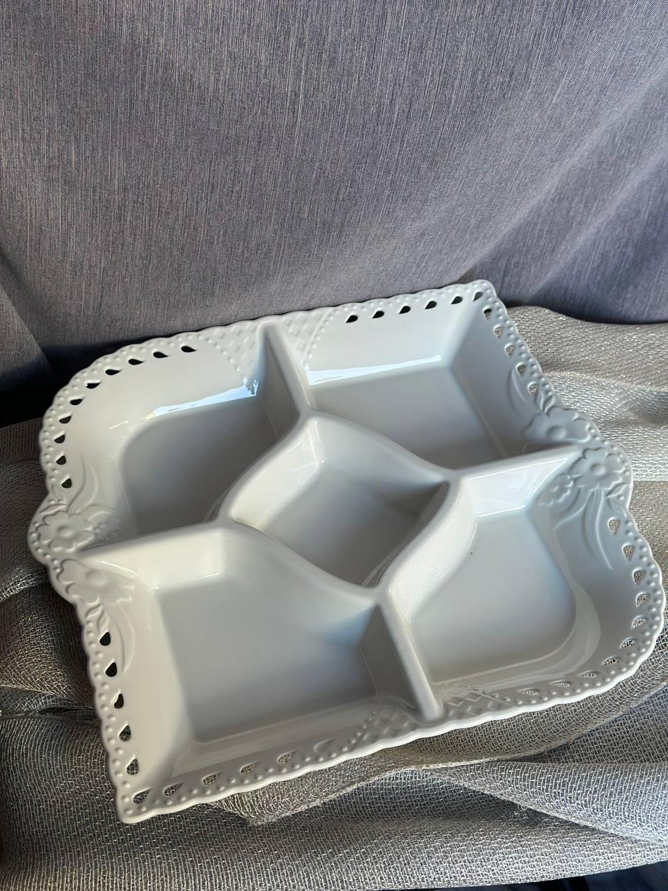 Менажниця TS Kitchen керамічна 32,5 см 5 секцій Білий (24628255) - фото 7 Менажниця TS Kitchen керамічна 32,5 см 5 секцій Білий (24628255) - фото 7