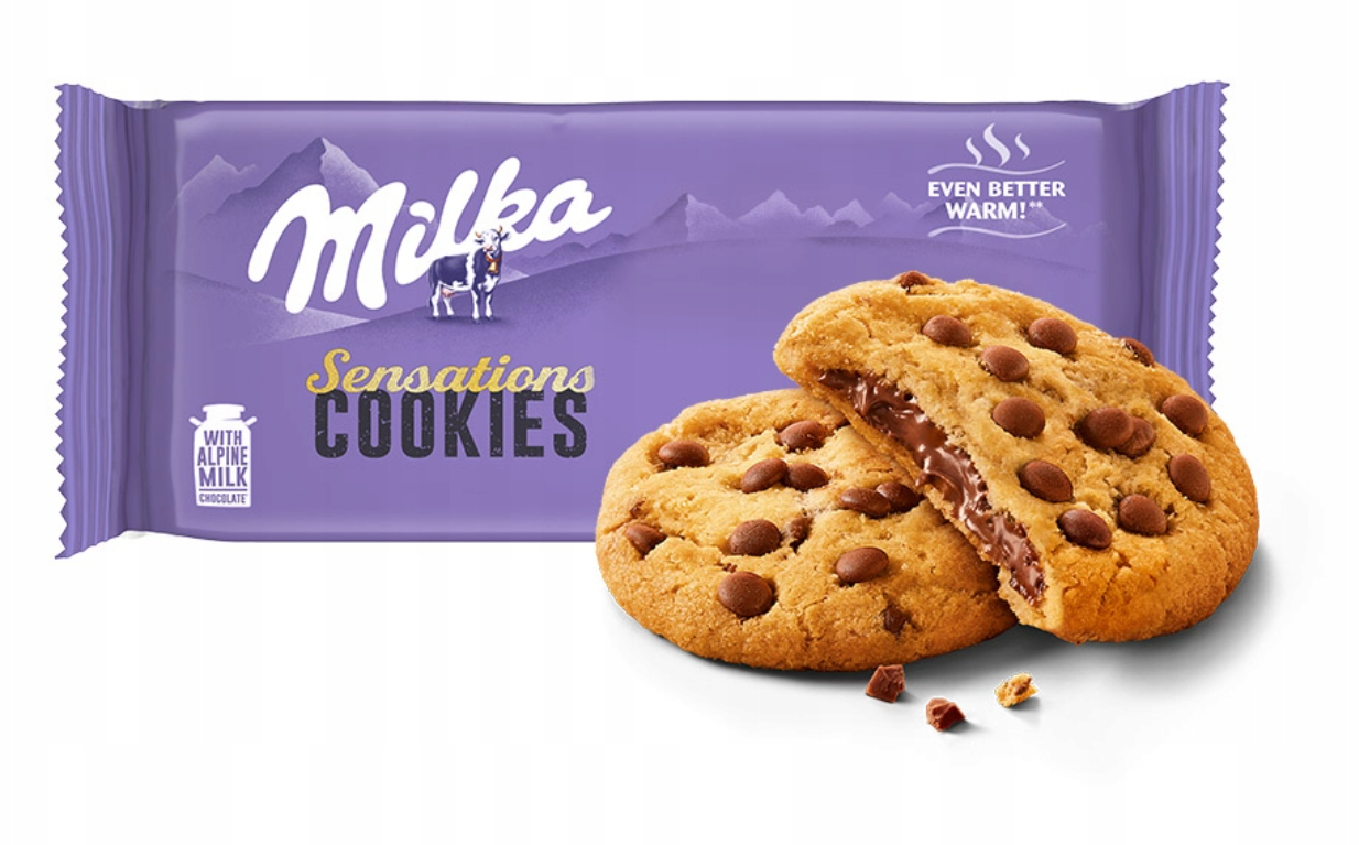 Печенье Milka Sensations Cookies с кусочками шоколада 156 г (2480610191)
