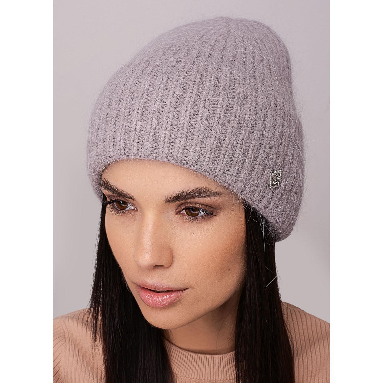 Шапка женская ангоровая без подкладки с отворотом Leks КОМФОРТ One size Серый (273027)