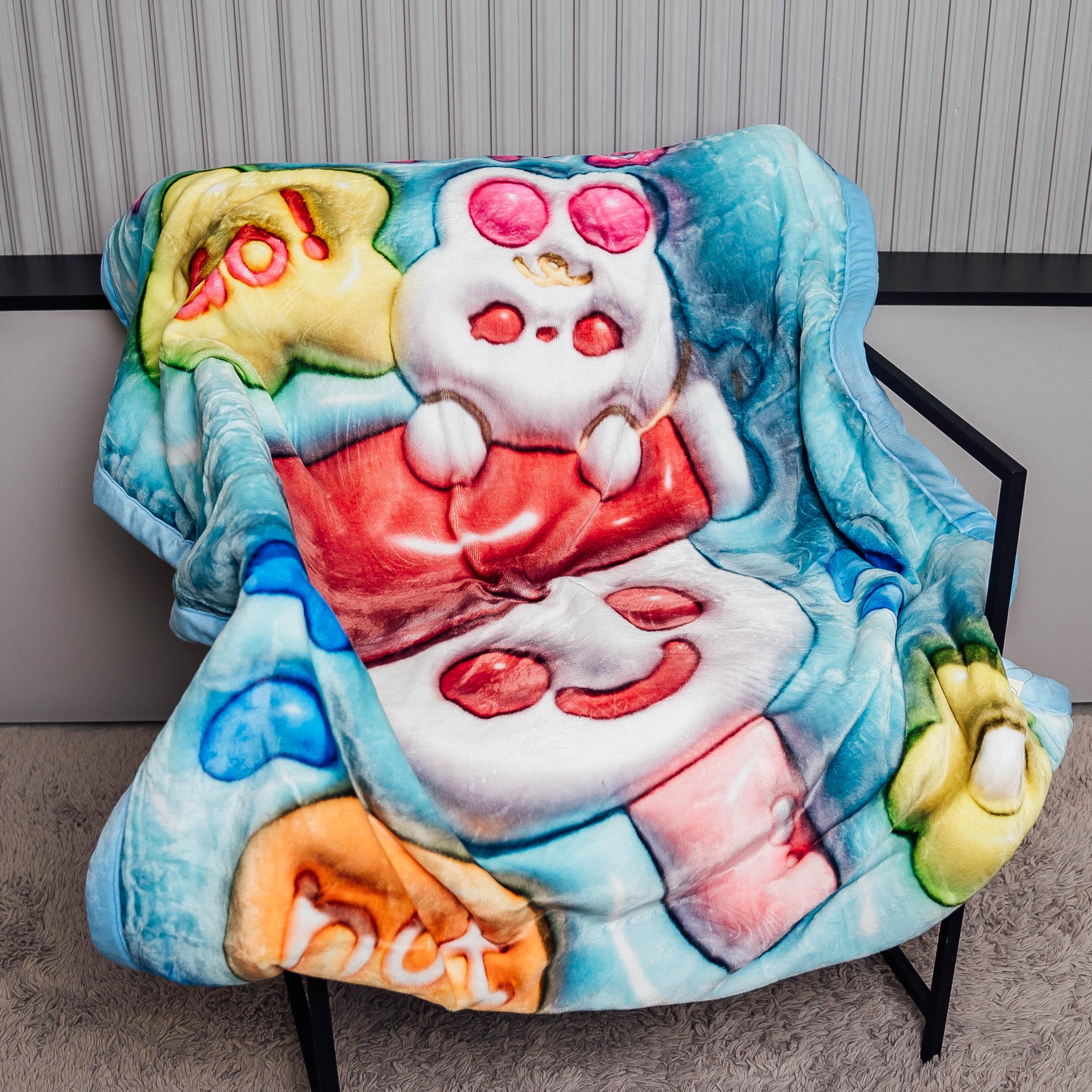 Плед детский 3D рисунки 110x140 см Светло-голубой (88131)