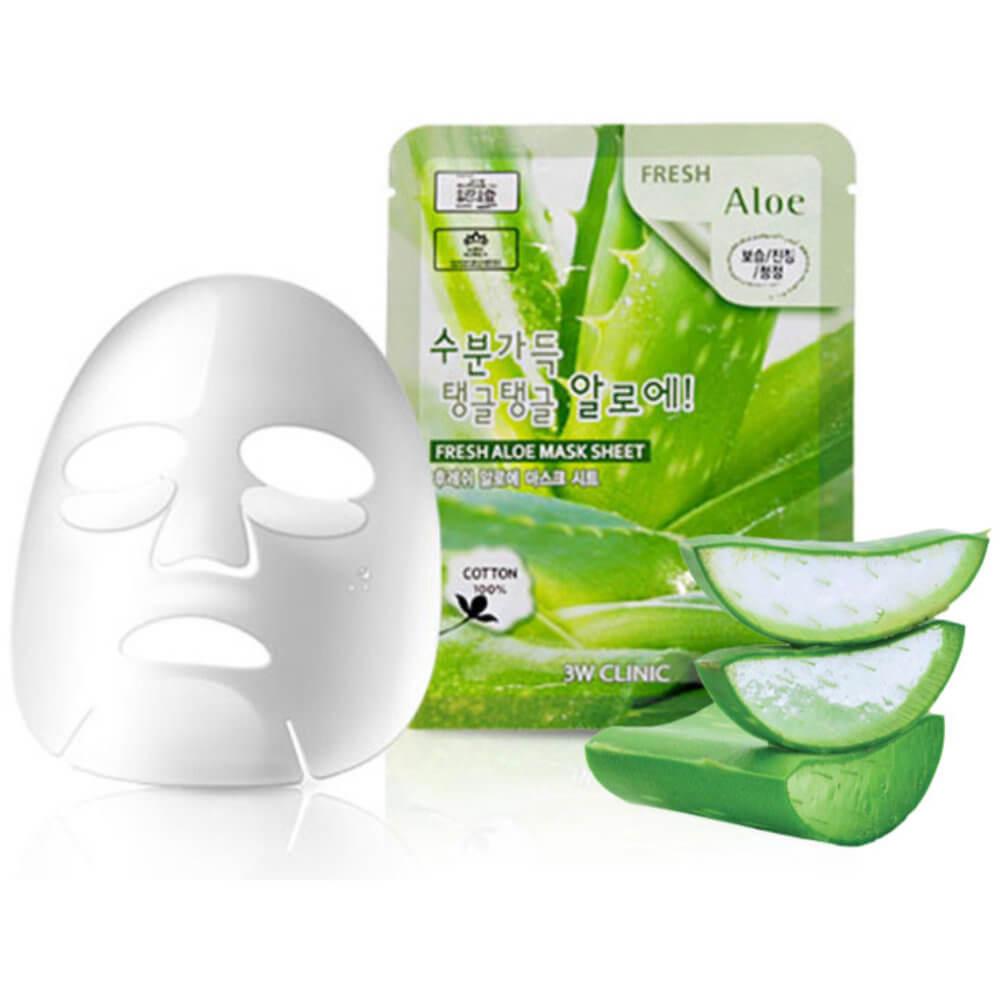 Маска для обличчя зволожуюча 3W Clinic Fresh Aloe Mask Sheet з екстрактом алое 1 шт. (1239302525)