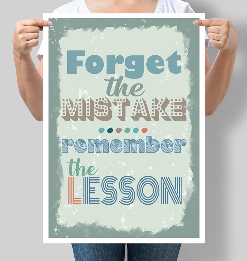 Постер мотивуючий "Forget the mistake remember the lesson" 42х60 см (М033)