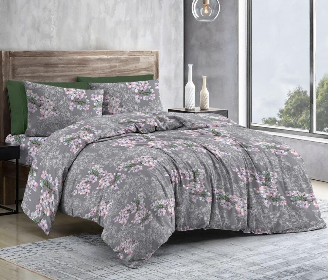 Простирадло євро Квітучі гілочки бязь голд люкс 240х220 см Сірий (33037951) Простирадло євро Квітучі гілочки бязь голд люкс 240х220 см Сірий (33037951)