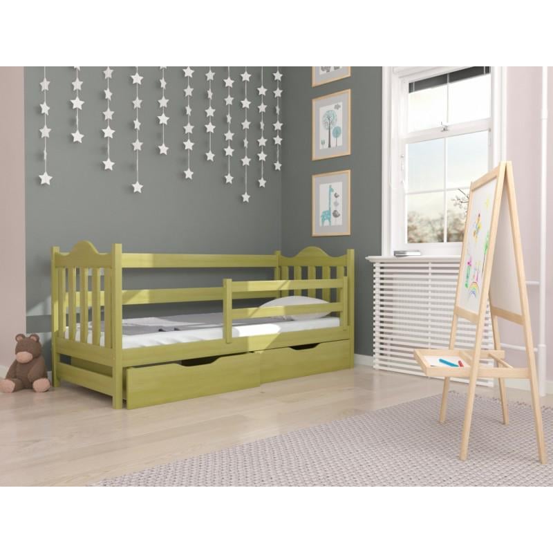 Кровать односпальная в детскую Luna mebli Аврора с бортиком/ящиками 70х140 см Хаки (43346)