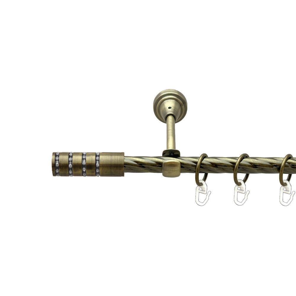 Карниз металлический Orvit Барамелла однорядный открытый/скрученная труба/кольцо металлическое Антик 16 мм 300 см (00-00022288)