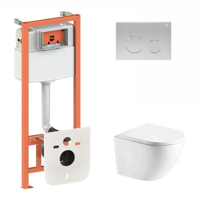 Инсталляция Q-tap 3в1 Nest QT0133M425 с панелью смыва QT0111M11111SAT + унитаз с сиденьем Robin QT1333046ENRW (10411)