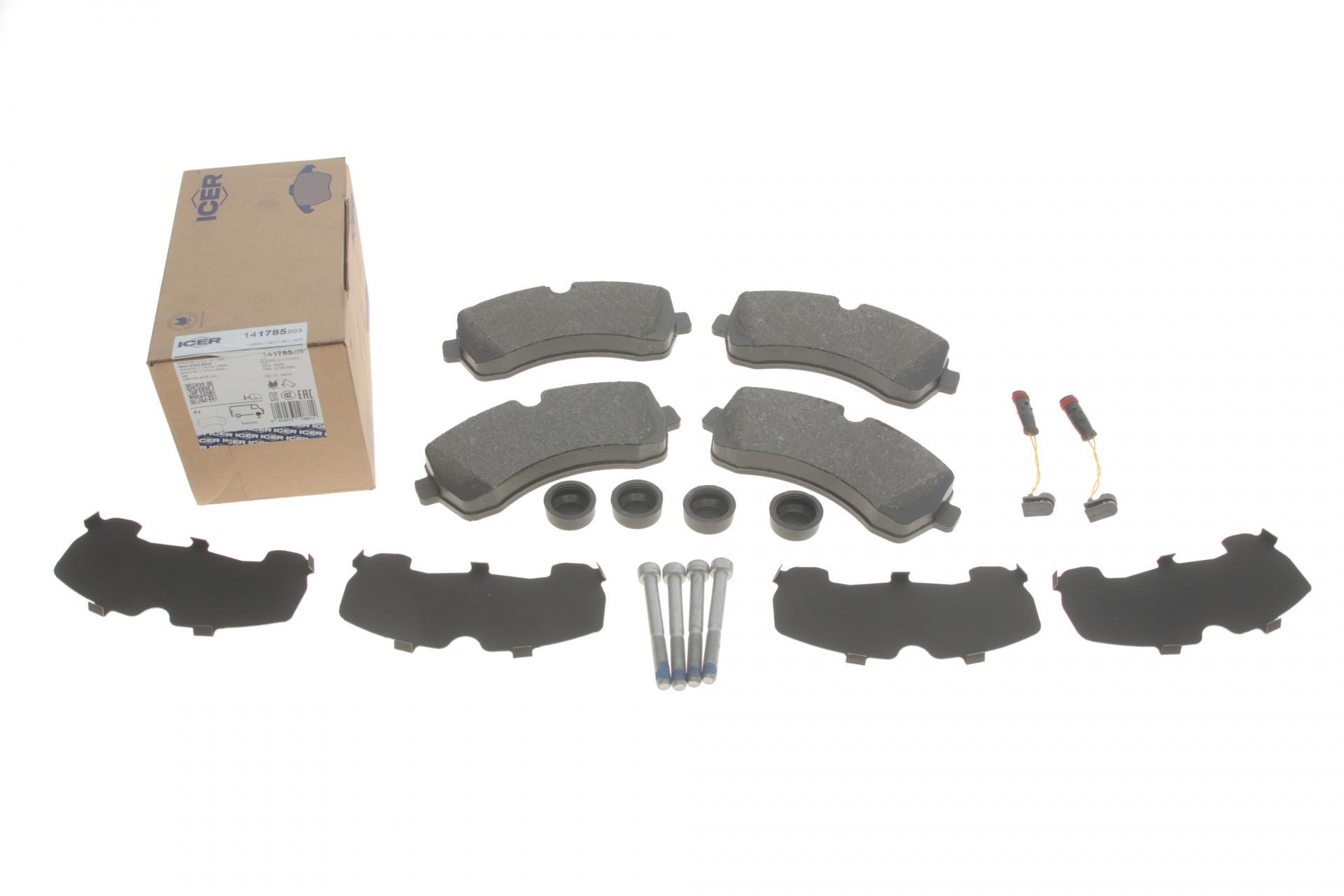Колодки гальмівні передні ICER для MB Sprinter W906/W907/W910/VW Crafter 30-35/30-50 06- +датчики (141785-203)