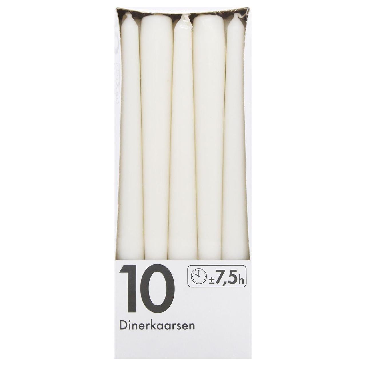 Свеча конусная столовая Bolsius 245/24 10 шт. White