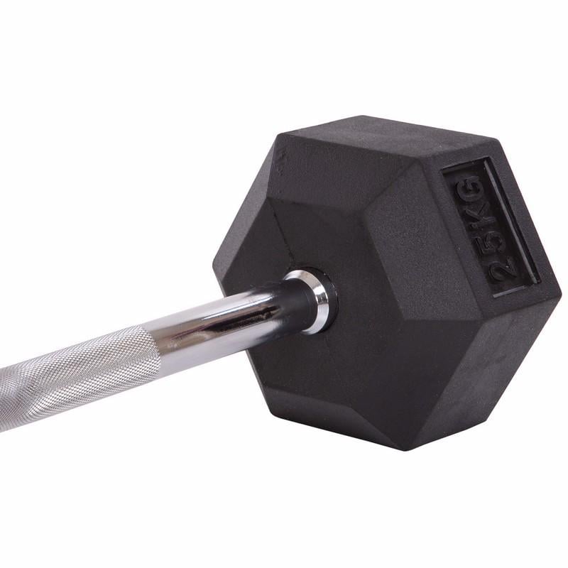 Штанга фиксированная изогнутая обрезиненная Zelart TA-6231 Rubber Hexagon Barbell 25 кг Черный (58363128) - фото 4