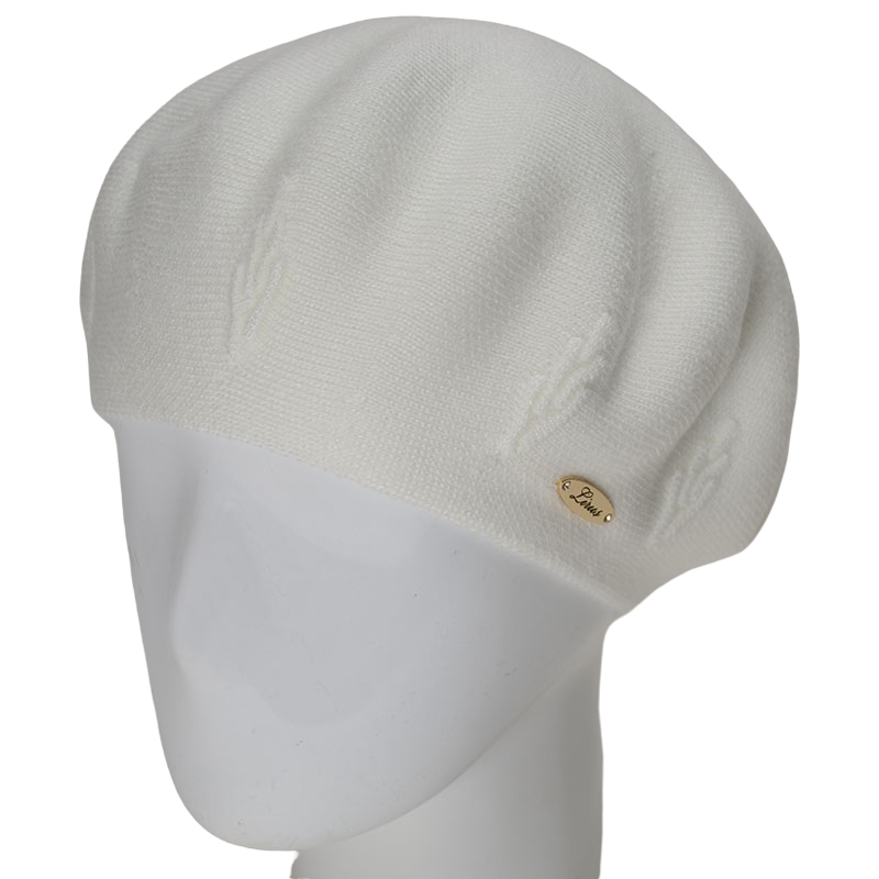 Берет женский Lirus Ягода двойной шерстяной тонкой вязки Белый (129759)