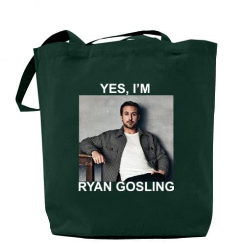 Шоппер "Yes, i'm Ryan Gosling" 37x41 см Темно-зеленый (16061429-16-195419) - фото 1