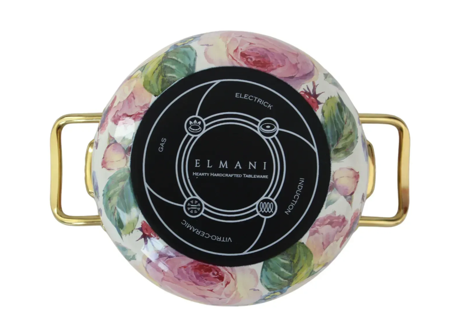 Кастрюля эмалированная PEONY Elmani с крышкой 2,1 л 16 см (763-003) - фото 5