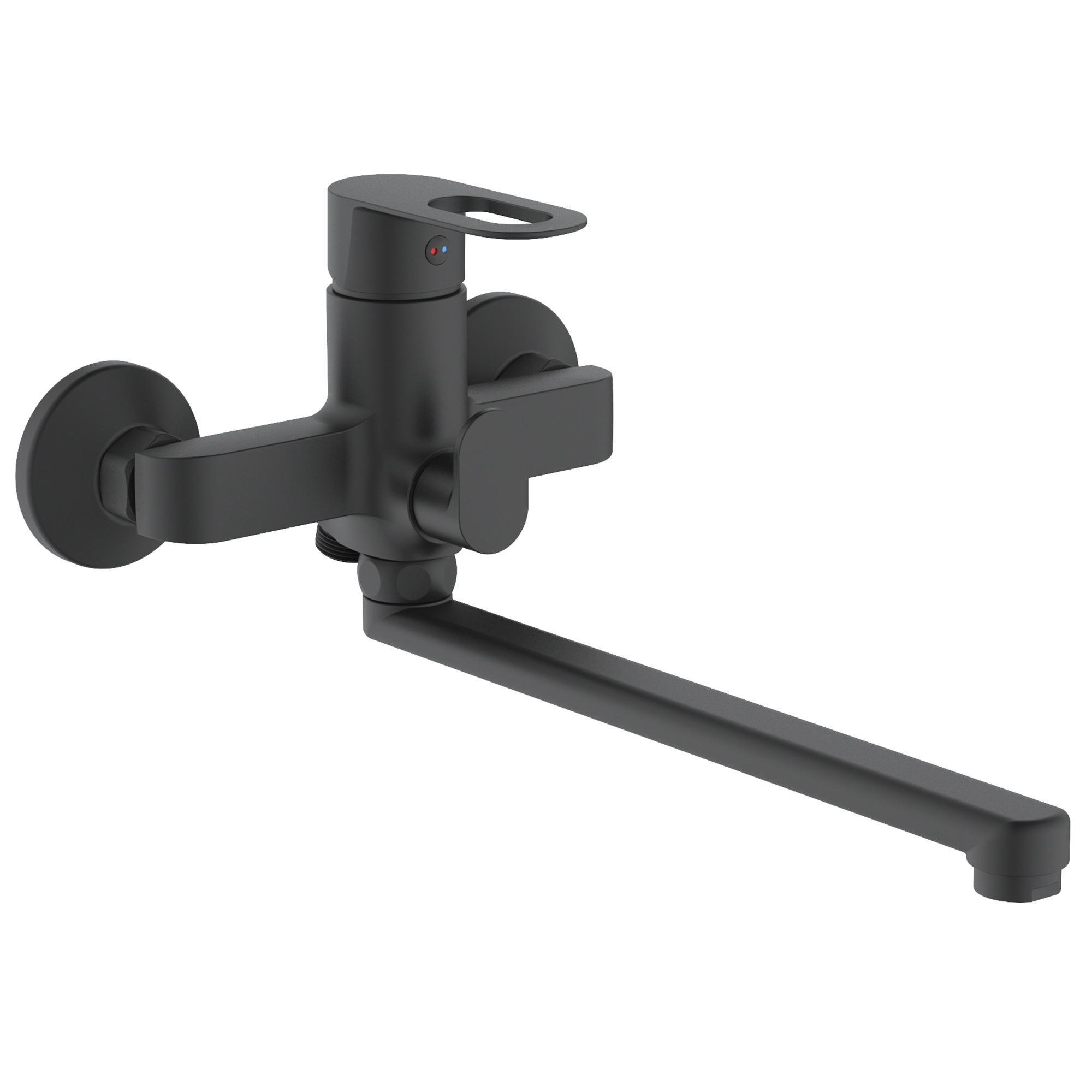 Змішувач для ванни Lidz Latwa 005 з поворотним виливом з душовим гарнітуром k35 Black (LDLAT005BLA45420)