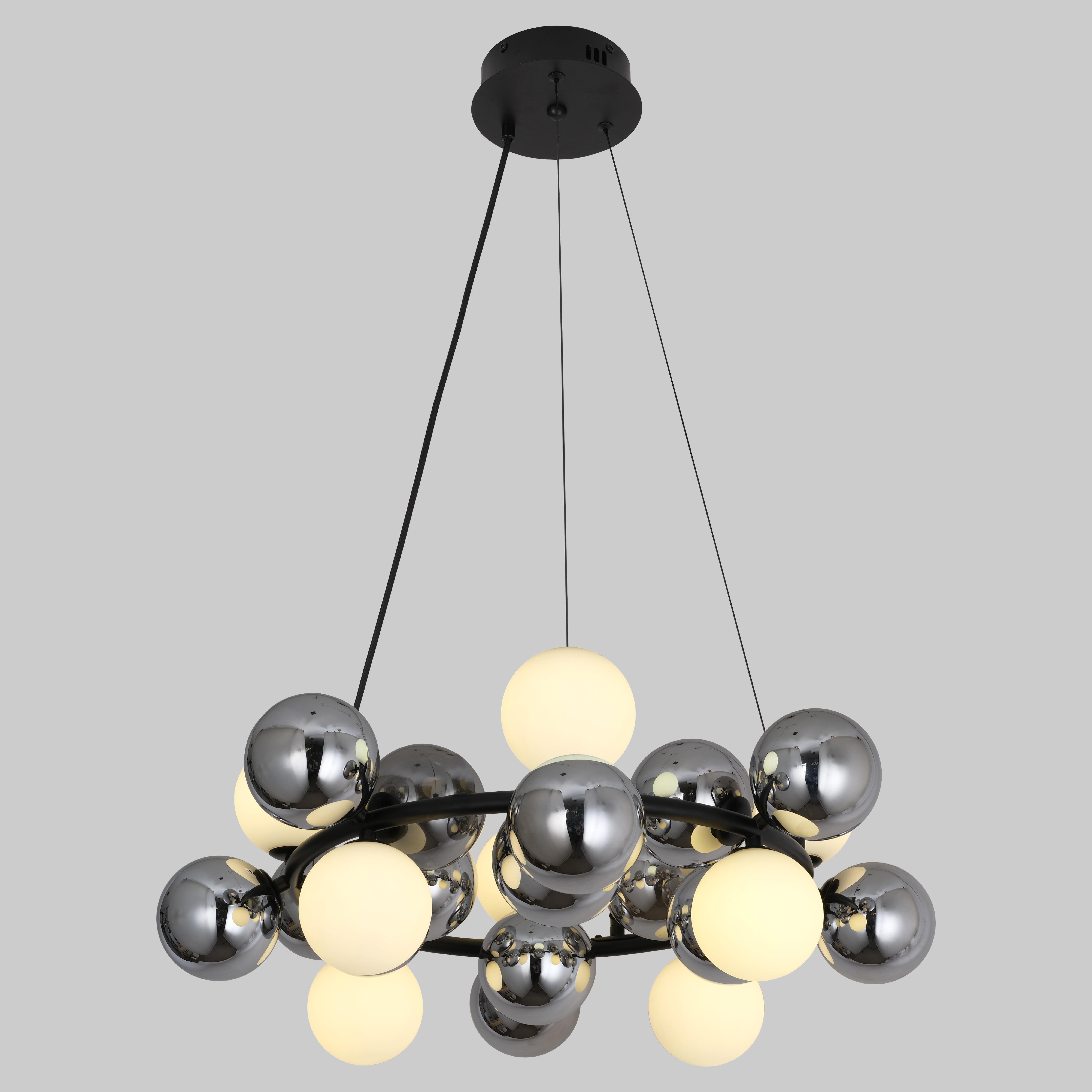 Люстра дизайнерская на 8 ламп Черный (88-CH68122-8 BK+CH+WH)