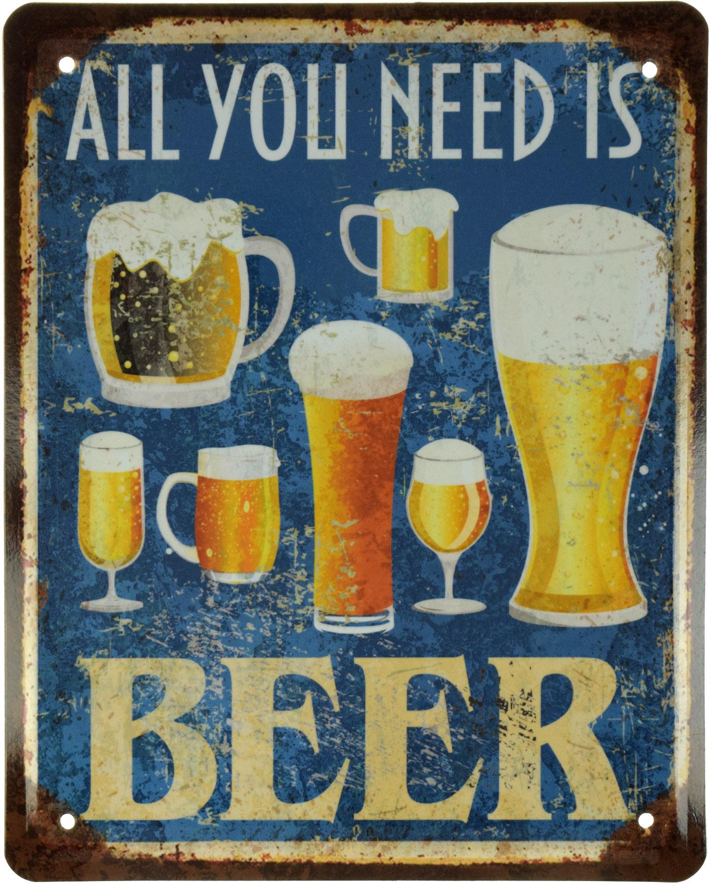 Табличка металлическая Все Что Вам Нужно Это Пиво/All You Need Is Beer 18x22 см