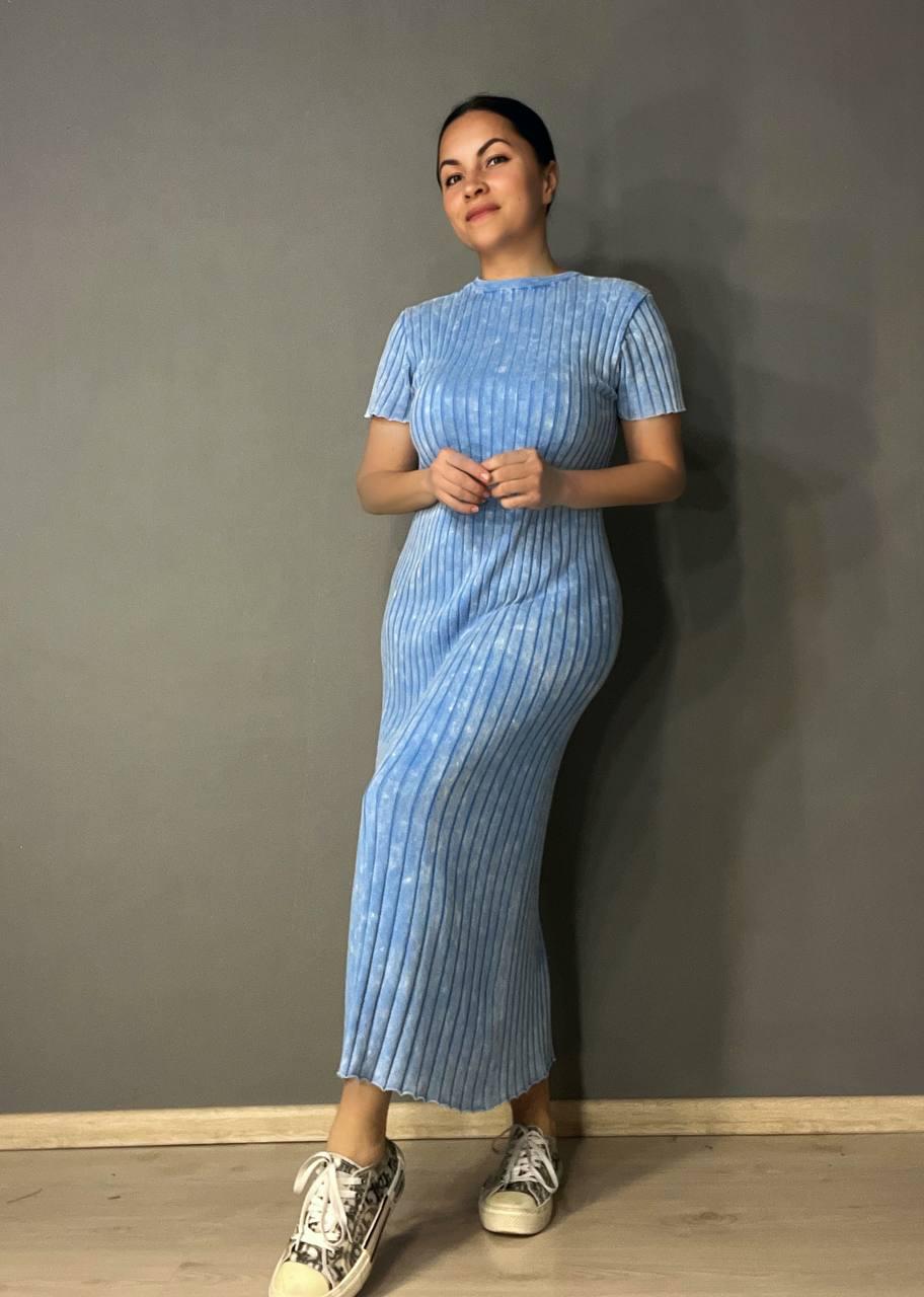 Платье женское Fashion 3042 длинная трапеция трикотажное в рубчик OS Голубой (26404729) - фото 8 Платье женское Fashion 3042 длинная трапеция трикотажное в рубчик OS Голубой (26404729) - фото 8