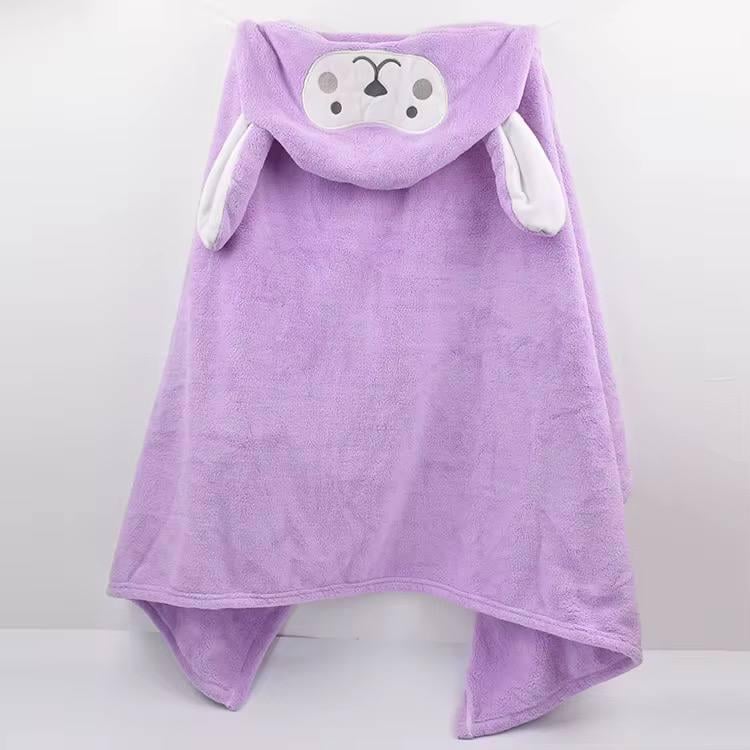 Полотенце-уголок детское с капюшоном микрофибра 140х70 см Сиреневый