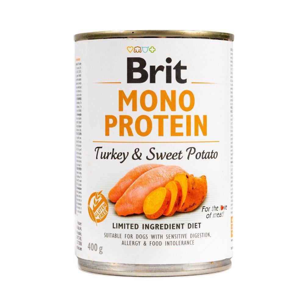 Корм для собак влажный Brit Mono Protein Turkey and Sweet Potato с индейкой и бататом 400 г (8595602555390)