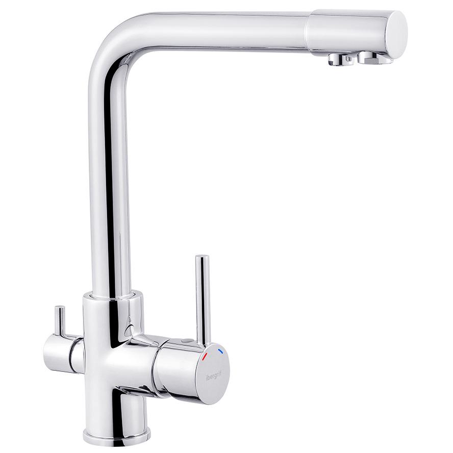 Змішувач для кухні IBERGRIF M22109 CV028490 на дві води Хром (148291)