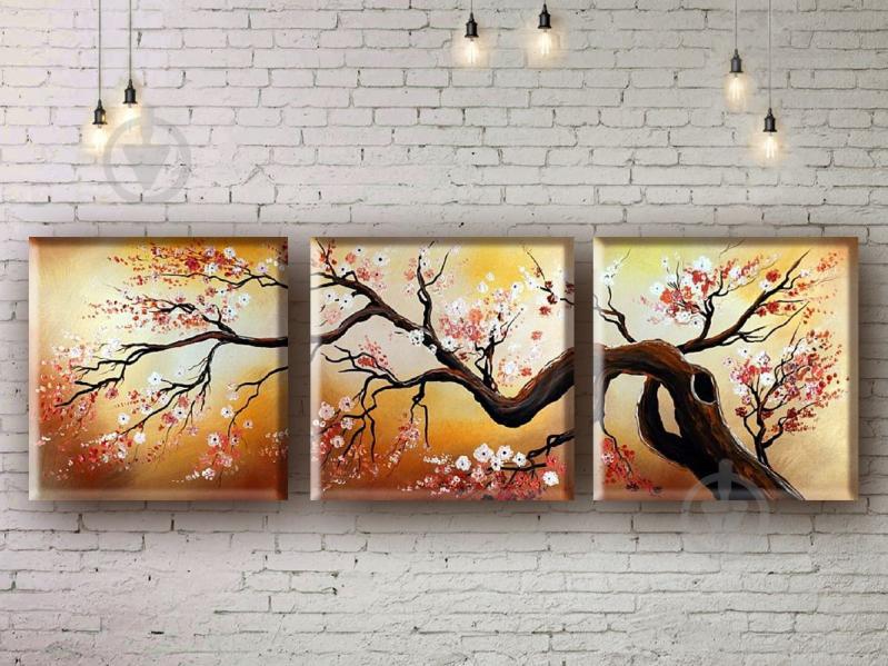 Модульная картина акрилом дерево сакуры ArtStar MHM17_3_003 размер 45 х 135 см